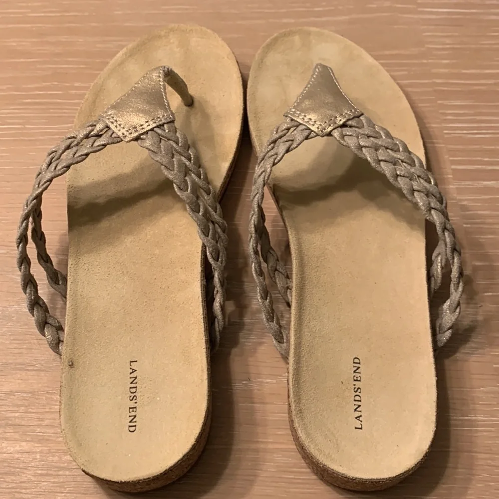 Lands End Navy or Abra sandals Sz 9 NWOB soft suede